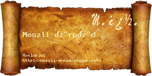 Meszli Árpád névjegykártya